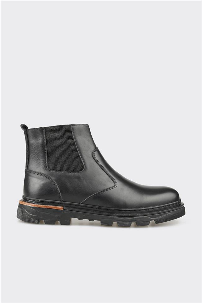 Siyah Deri Erkek Günlük Bot