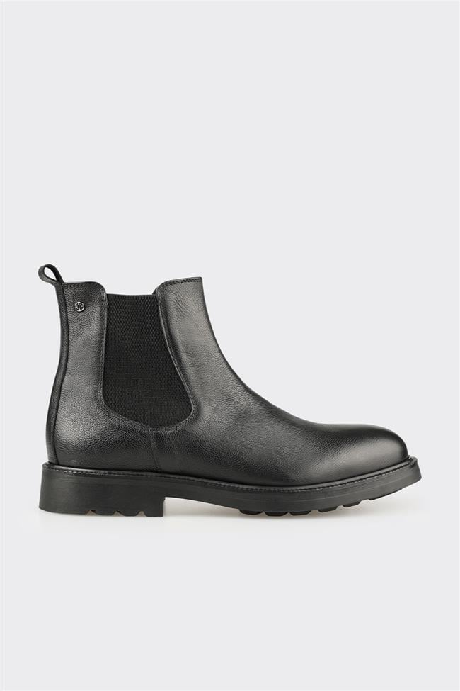 Siyah Deri Erkek Günlük Bot