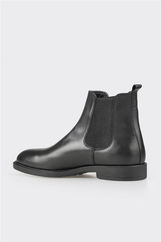 Siyah Deri Erkek Günlük Bot