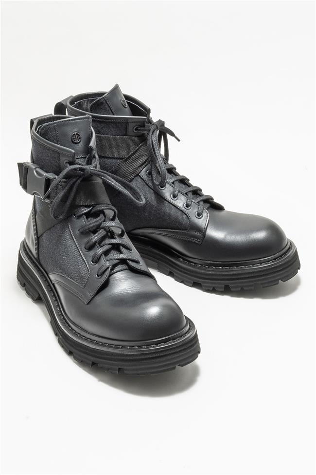 Siyah Deri Erkek Günlük Bot