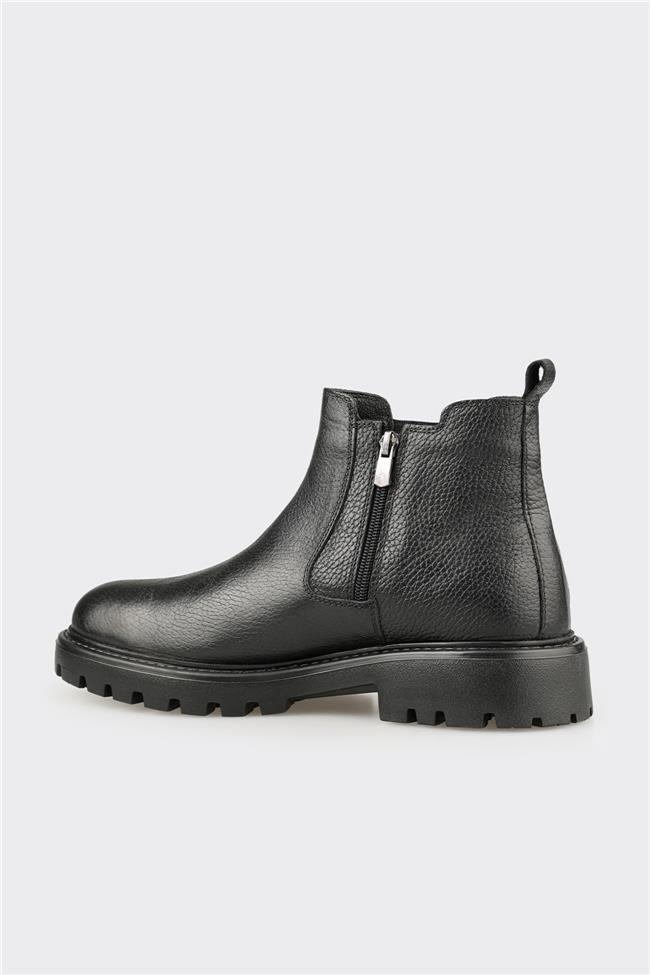 Siyah Deri Erkek Günlük Bot