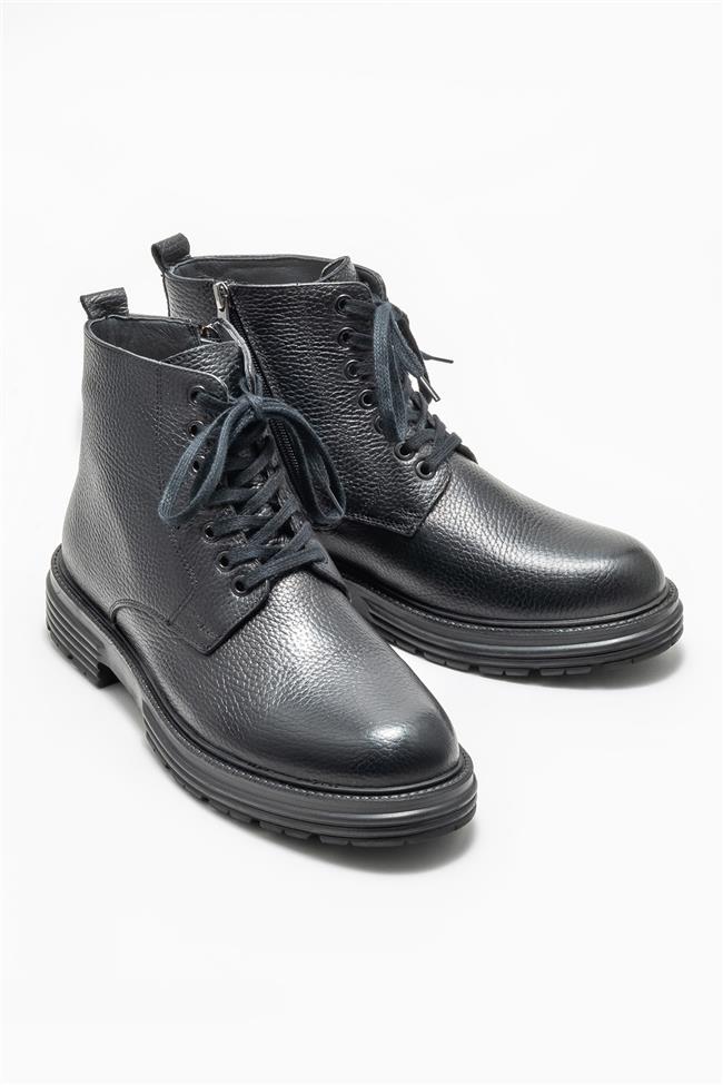 Siyah Deri Erkek Günlük Bot