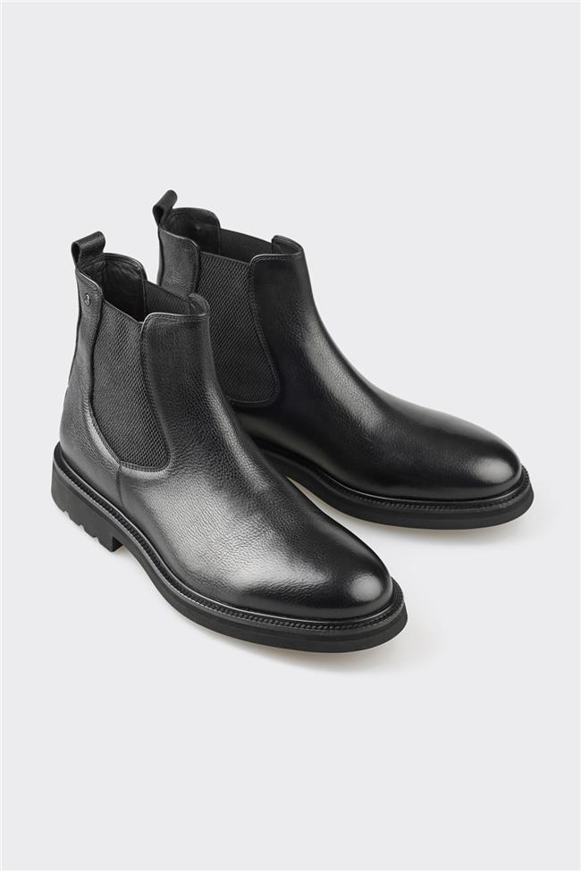 Siyah Deri Erkek Günlük Bot