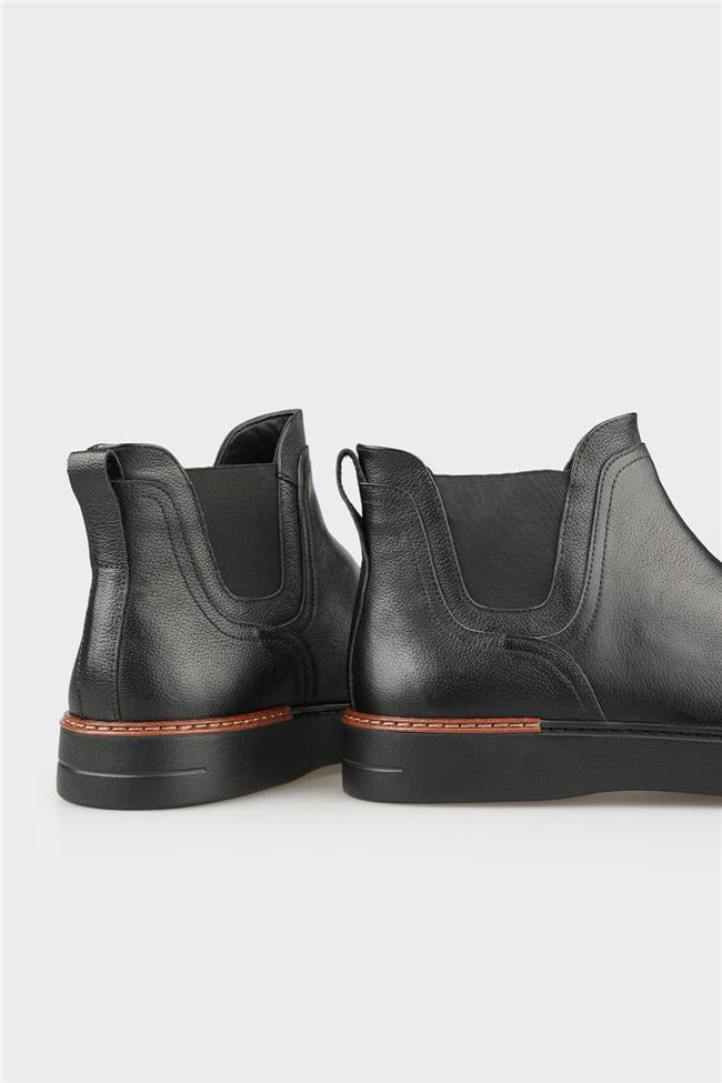 Siyah Deri Erkek Günlük Bot
