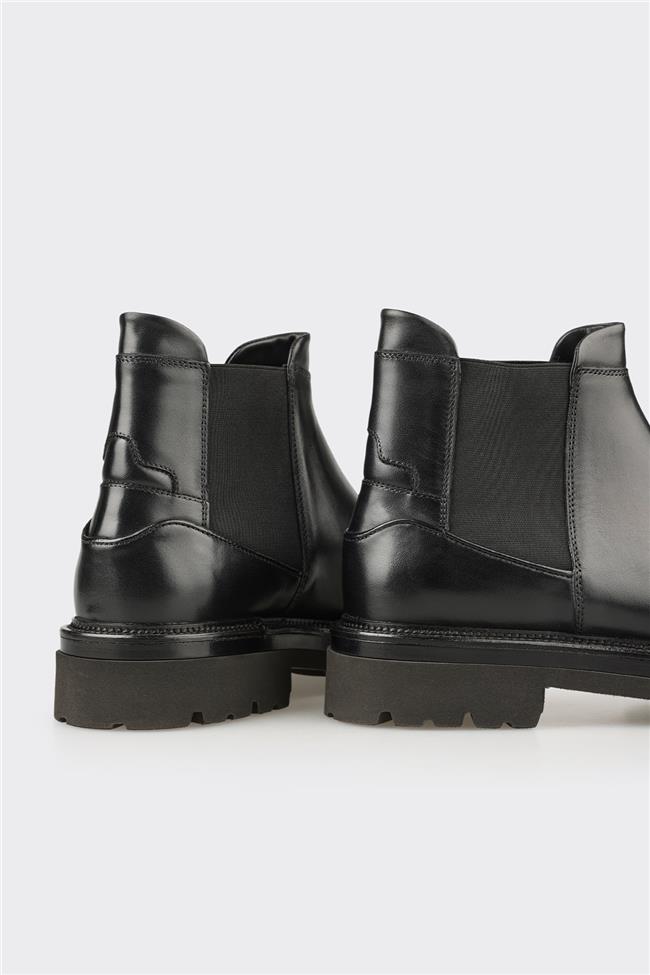 Siyah Deri Erkek Günlük Bot