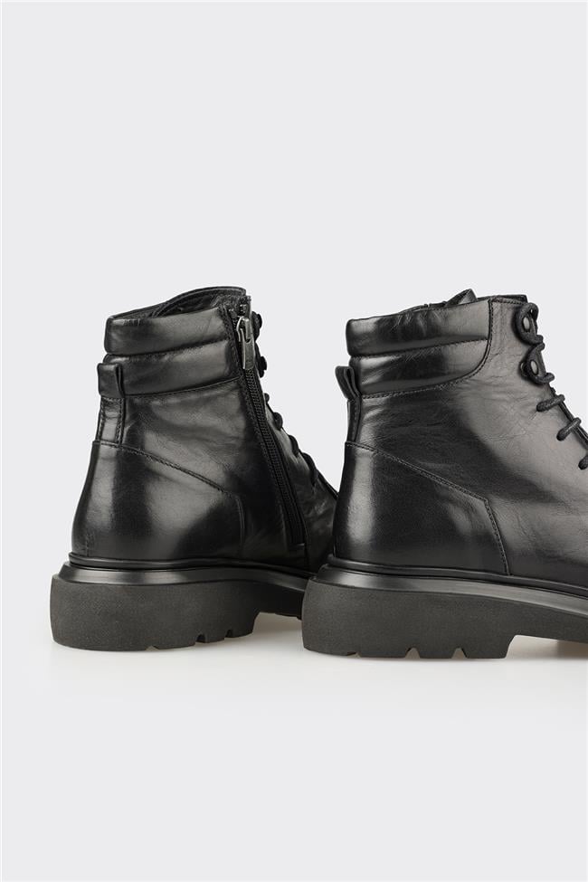 Siyah Deri Erkek Günlük Bot