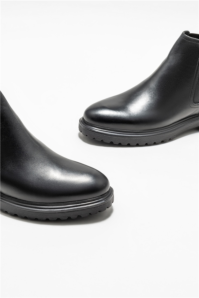 Siyah Deri Erkek Günlük Bot