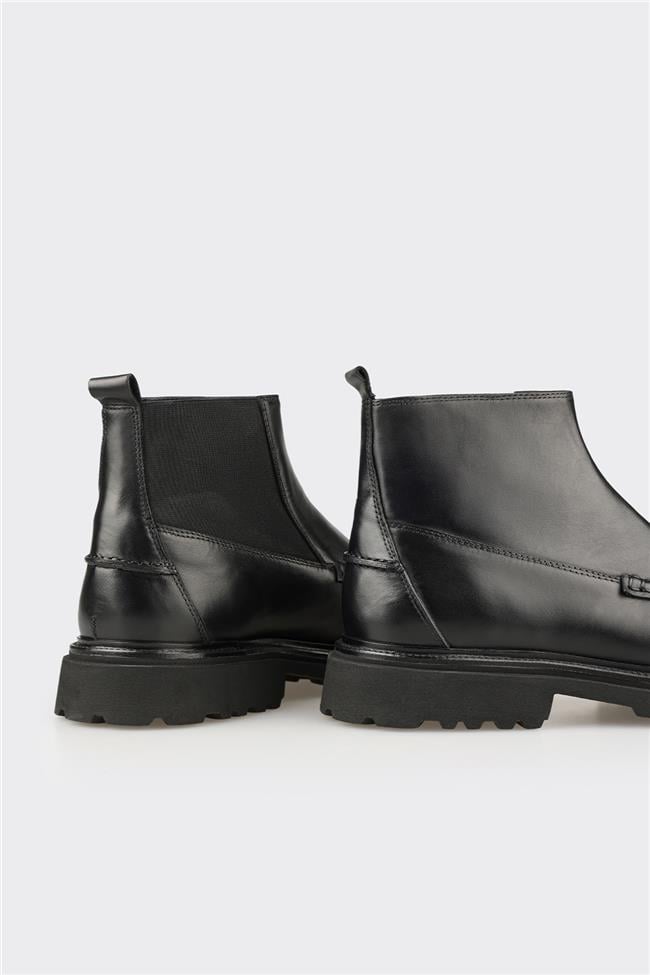 Siyah Deri Erkek Günlük Bot