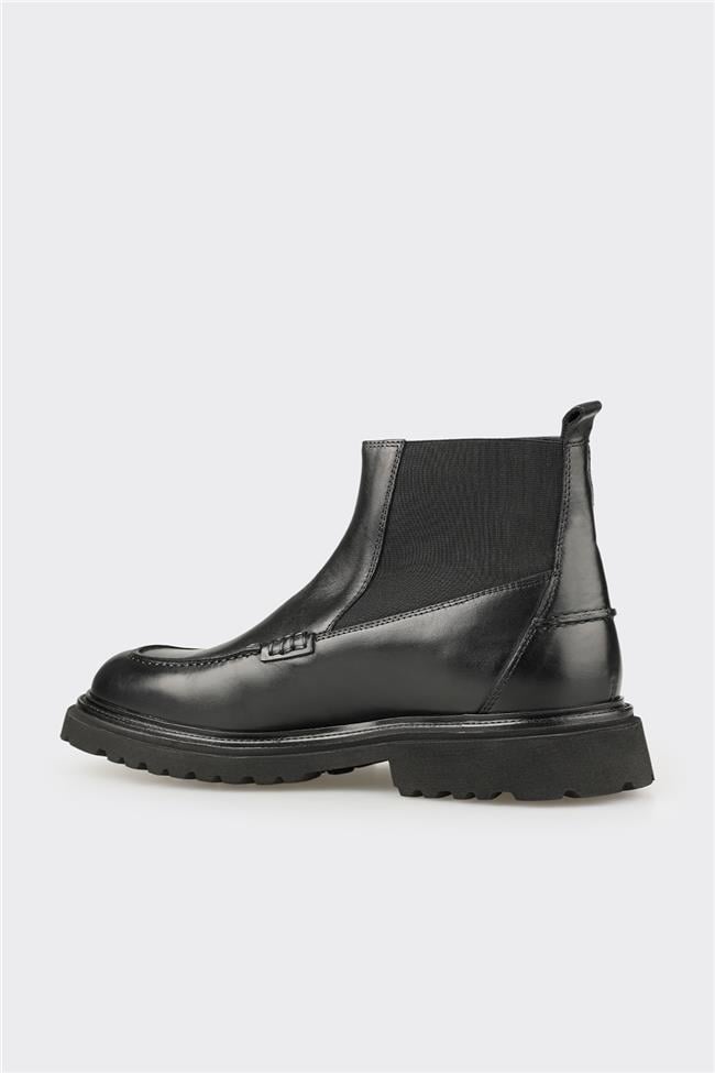 Siyah Deri Erkek Günlük Bot