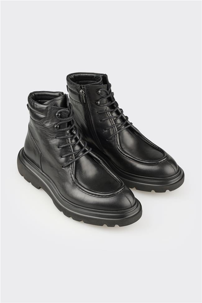 Siyah Deri Erkek Günlük Bot