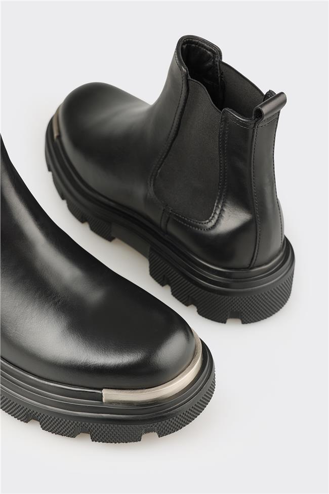 Siyah Deri Erkek Günlük Bot