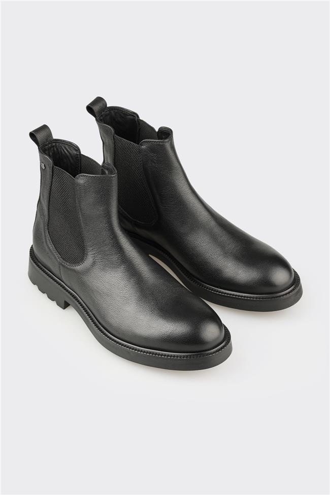 Siyah Deri Erkek Günlük Bot