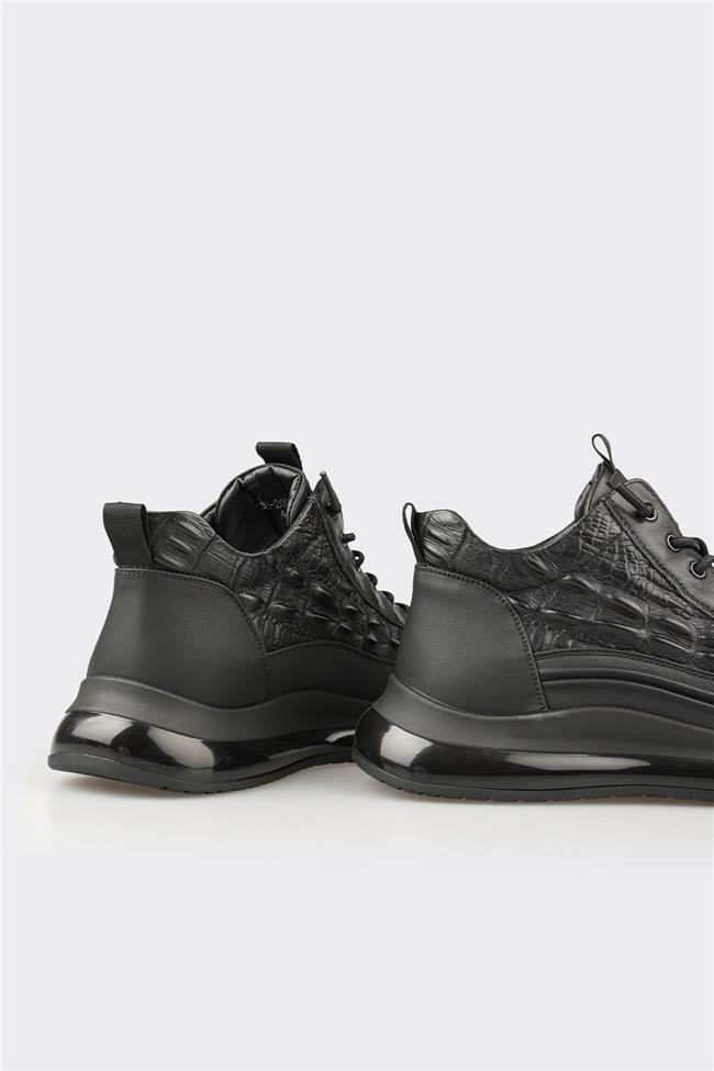 Siyah Deri Erkek Günlük Bot