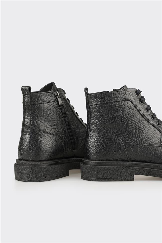 Siyah Deri Erkek Günlük Bot