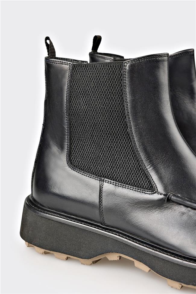 Siyah Deri Erkek Günlük Bot