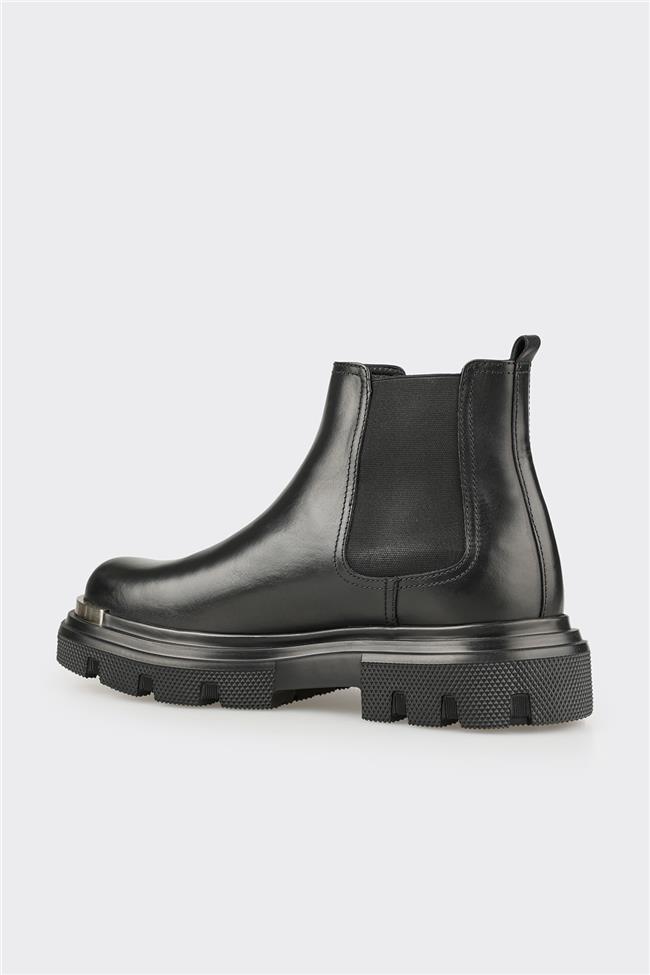 Siyah Deri Erkek Günlük Bot