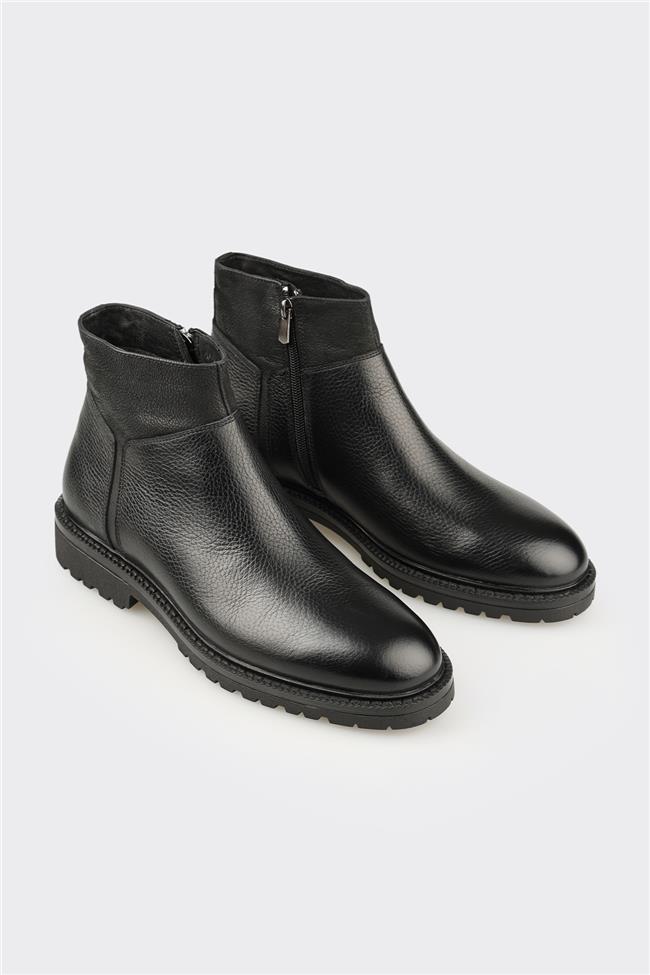 Siyah Deri Erkek Günlük Bot