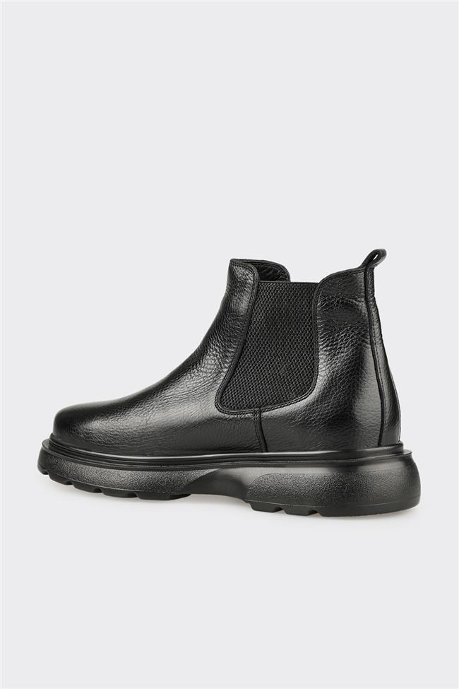 Siyah Deri Erkek Günlük Bot