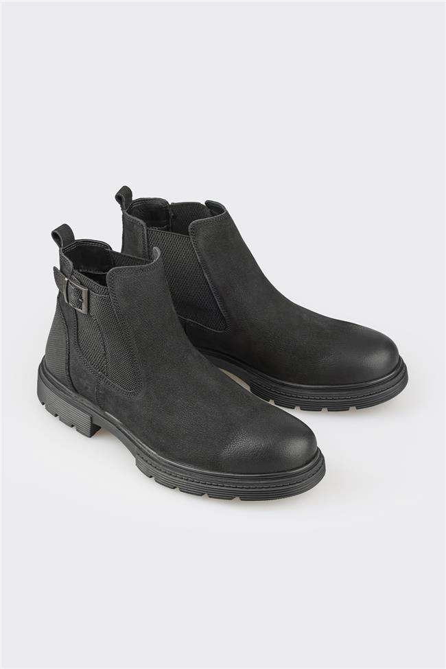 Siyah Deri Erkek Günlük Bot
