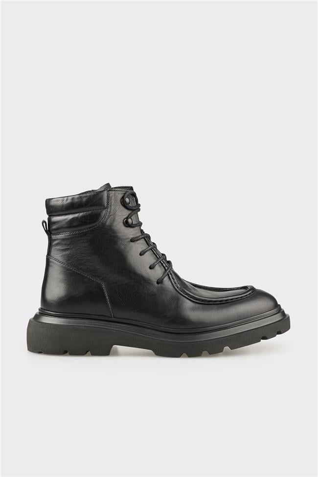 Siyah Deri Erkek Günlük Bot