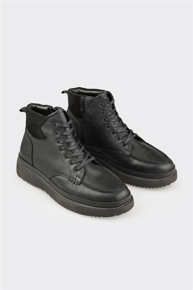 Siyah Deri Erkek Günlük Bot