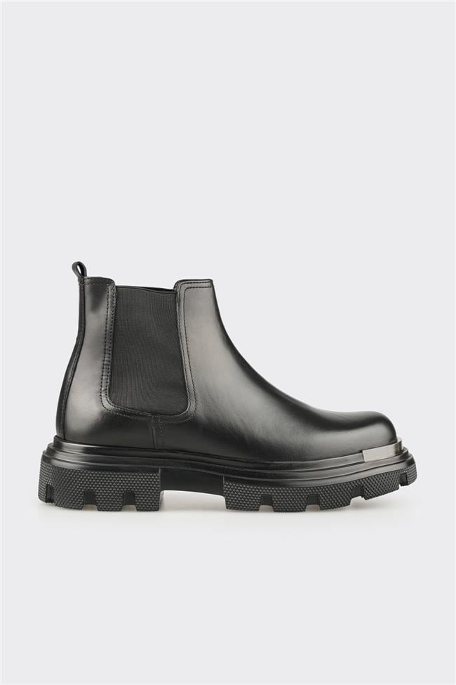 Siyah Deri Erkek Günlük Bot