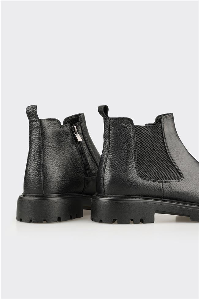 Siyah Deri Erkek Günlük Bot