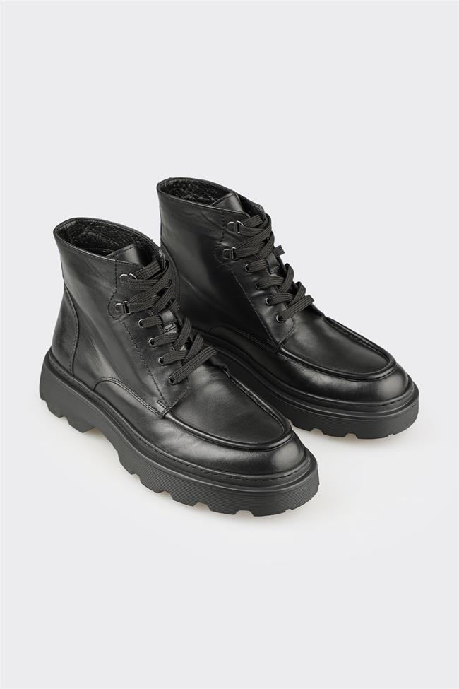 Siyah Deri Erkek Günlük Bot