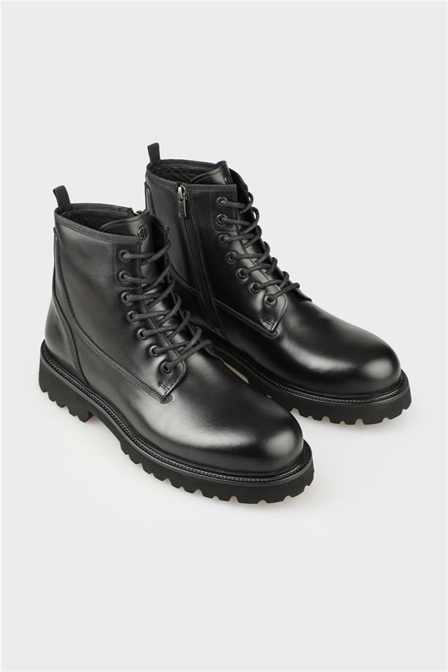 Siyah Deri Erkek Günlük Bot