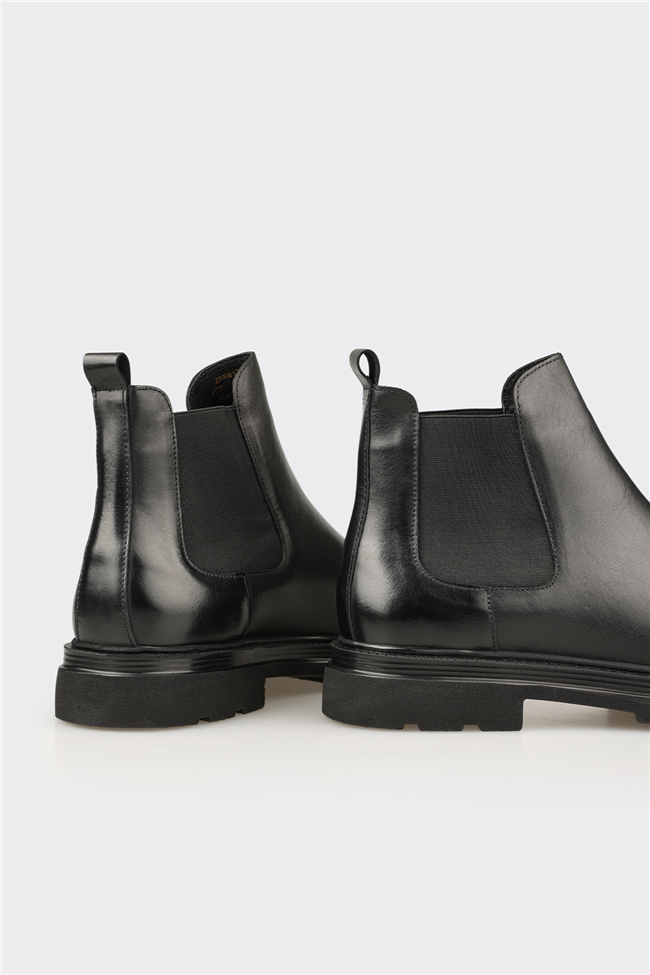 Siyah Deri Erkek Günlük Bot