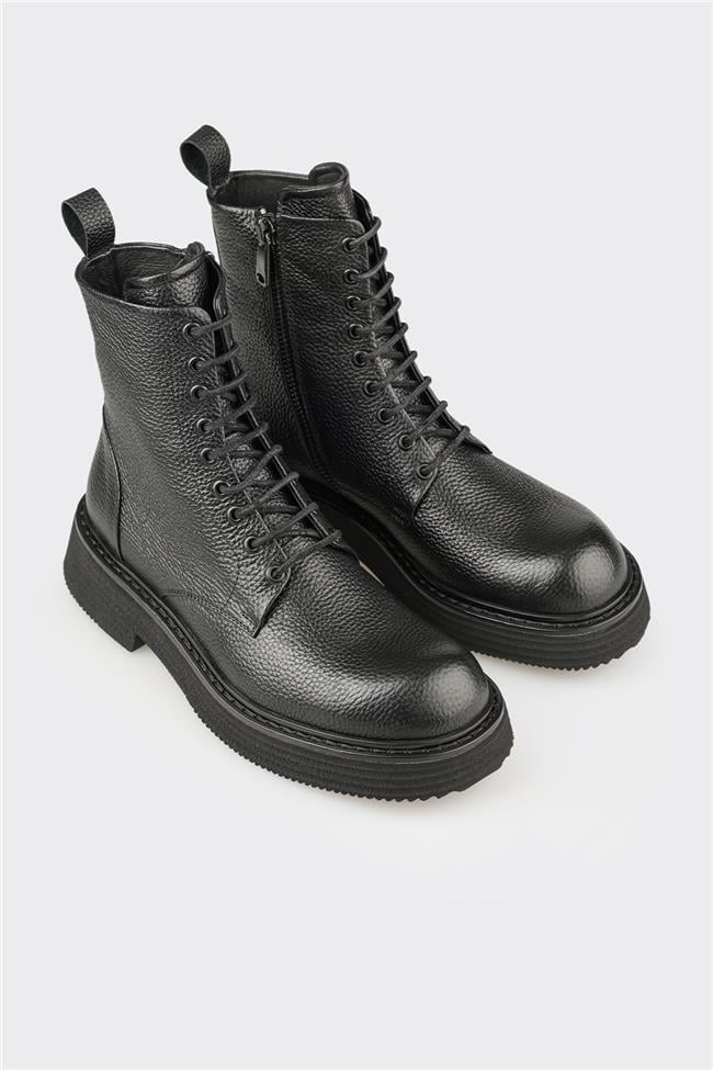 Siyah Deri Erkek Günlük Bot