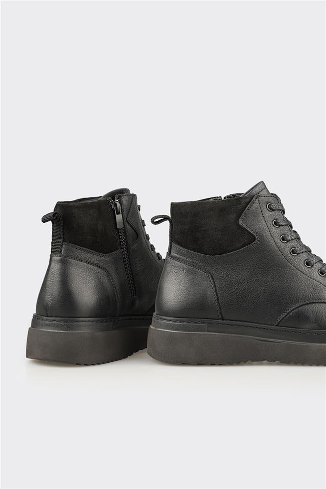 Siyah Deri Erkek Günlük Bot