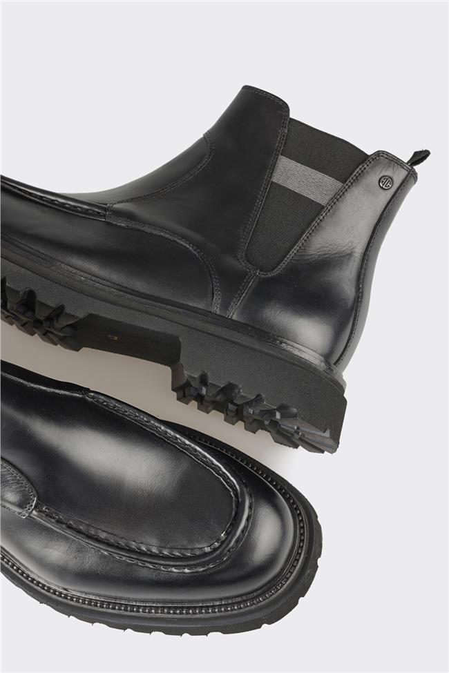 Siyah Deri Erkek Günlük Bot