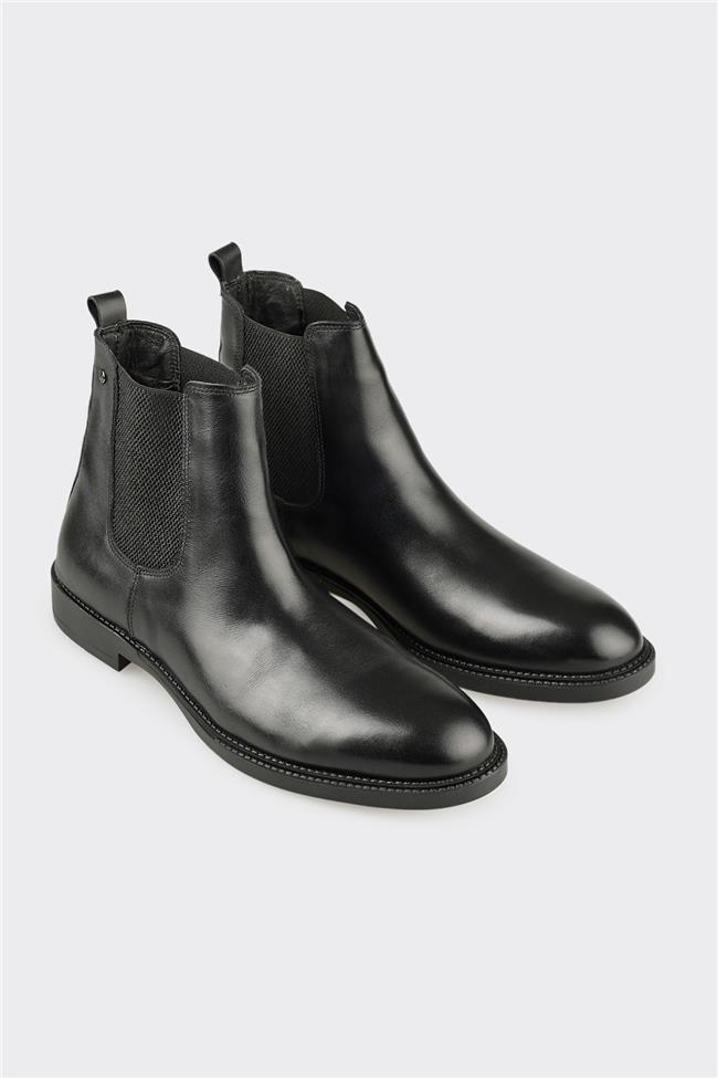 Siyah Deri Erkek Günlük Bot