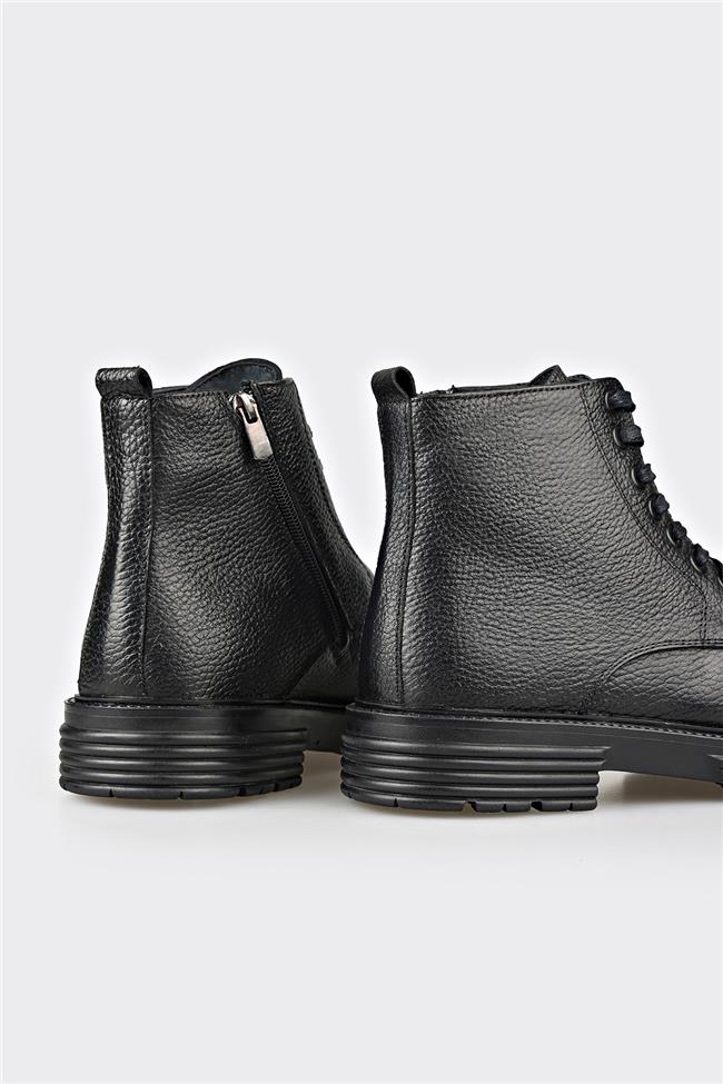 Siyah Deri Erkek Günlük Bot