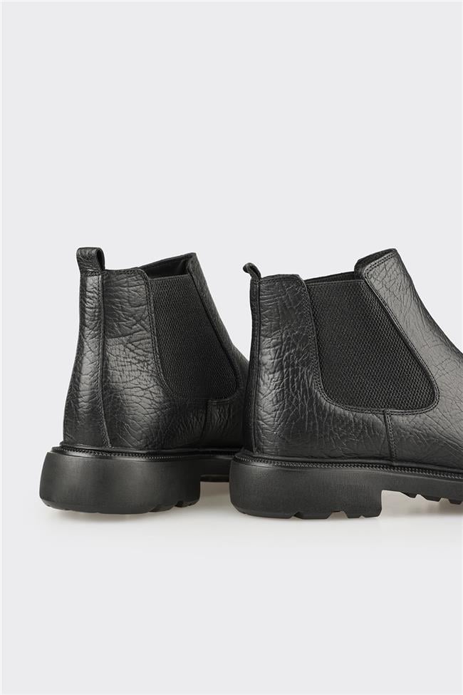 Siyah Deri Erkek Günlük Bot