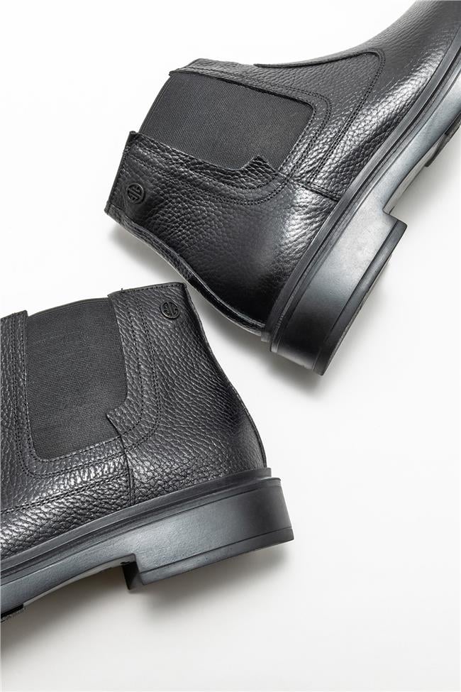 Siyah Deri Erkek Günlük Bot