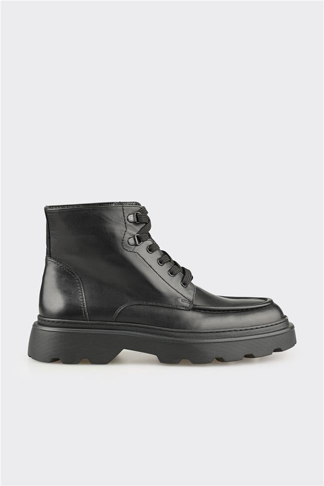 Siyah Deri Erkek Günlük Bot