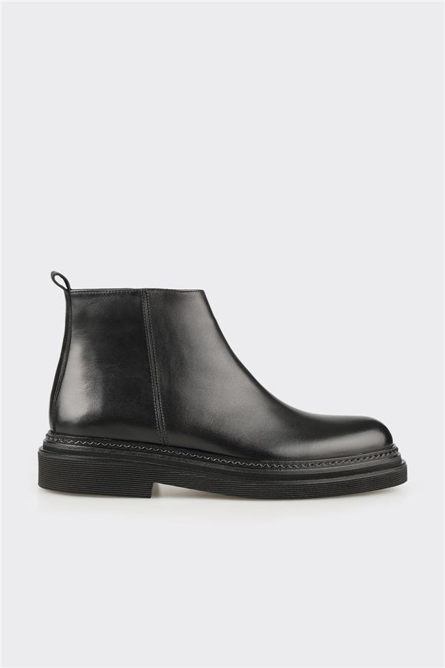 Siyah Deri Erkek Günlük Bot