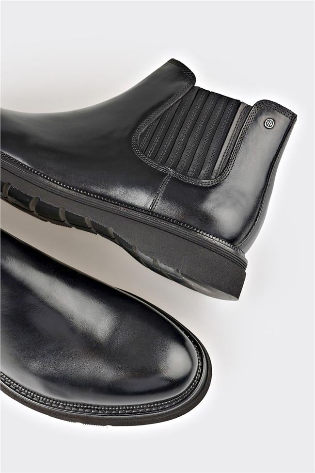 Siyah Deri Erkek Günlük Bot