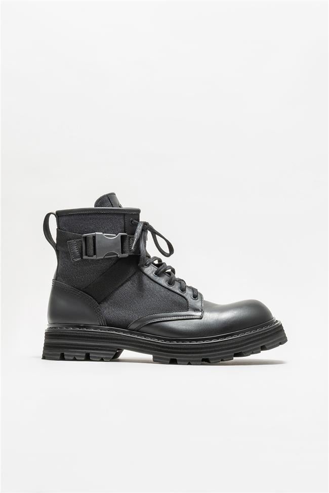 Siyah Deri Erkek Günlük Bot