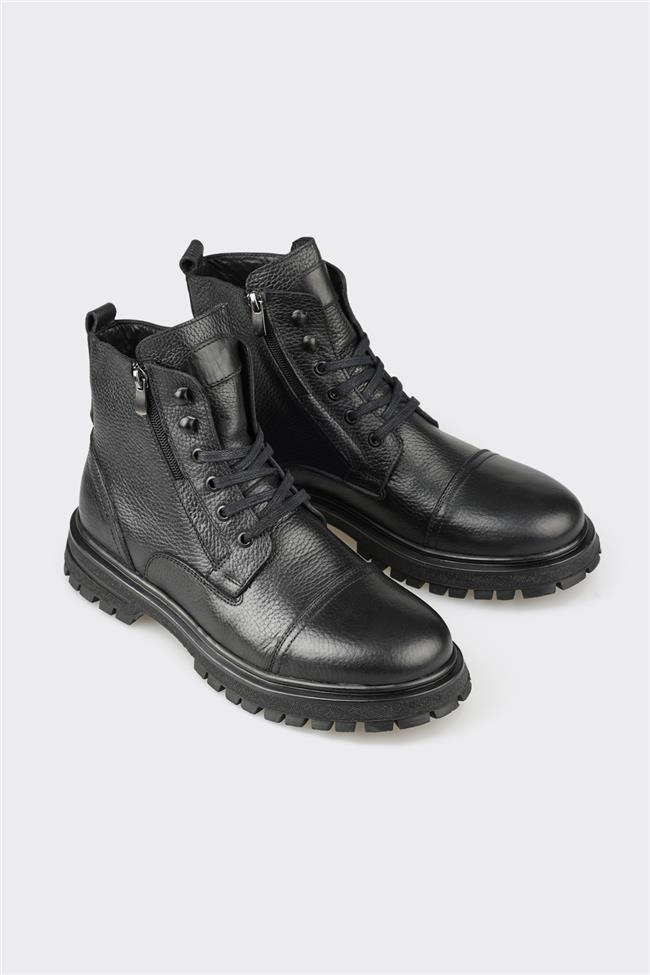 Siyah Deri Erkek Günlük Bot