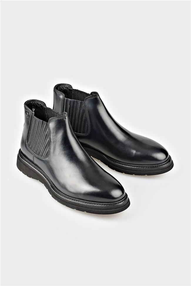 Siyah Deri Erkek Günlük Bot