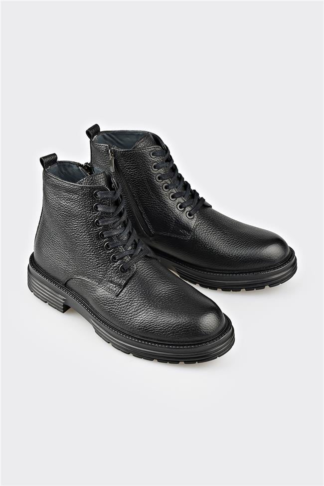 Siyah Deri Erkek Günlük Bot