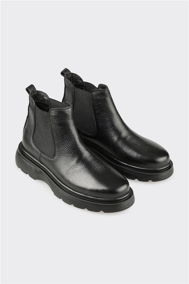 Siyah Deri Erkek Günlük Bot