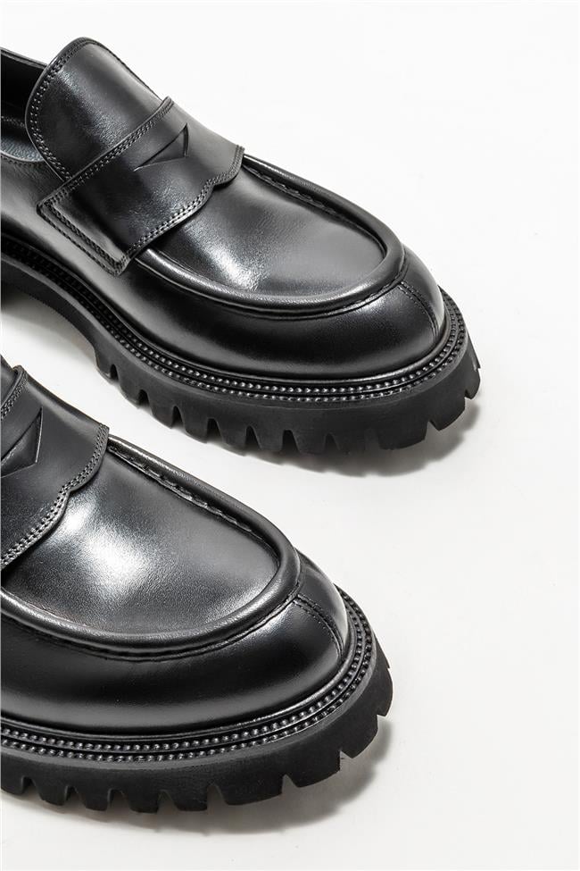 Siyah Deri Erkek Günlük Loafer