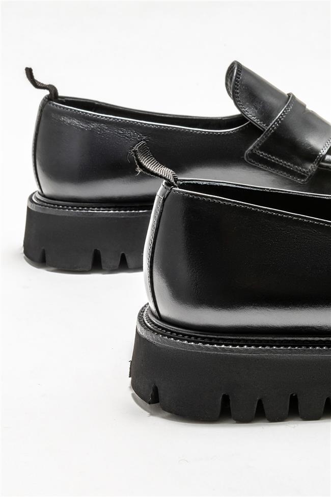 Siyah Deri Erkek Günlük Loafer