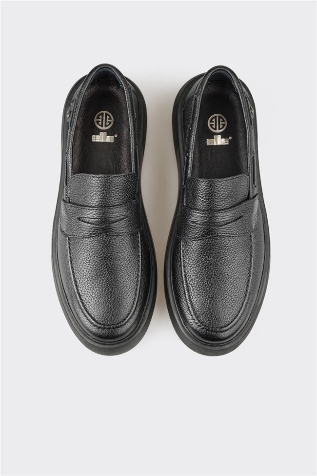 Siyah Deri Erkek Günlük Loafer