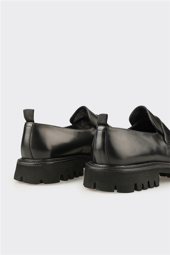 Siyah Deri Erkek Günlük Loafer