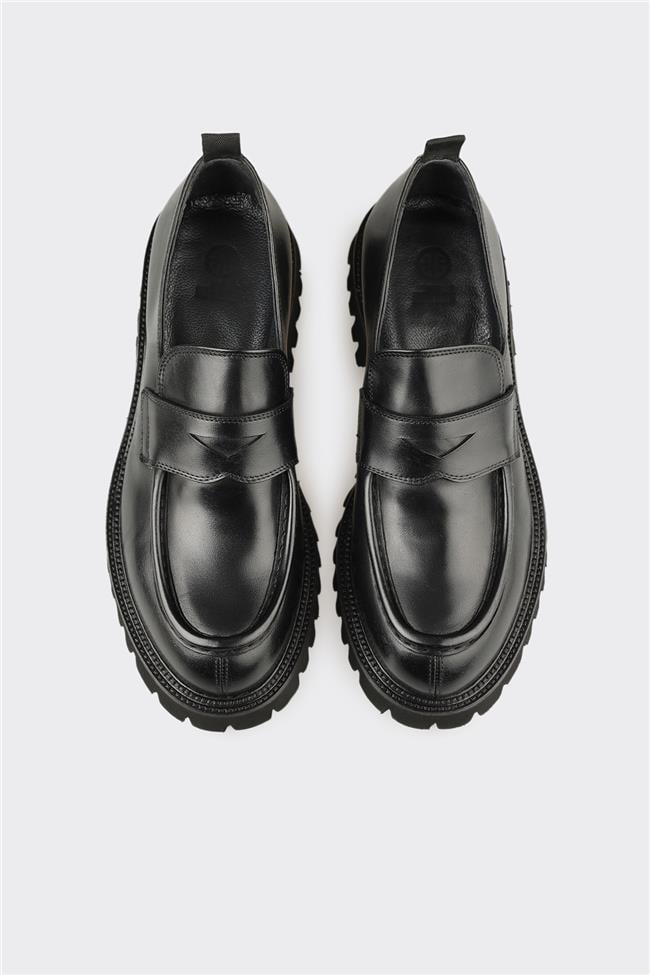 Siyah Deri Erkek Günlük Loafer